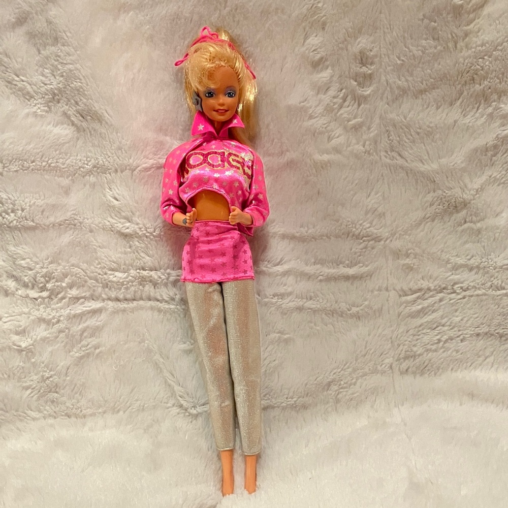 Barbie Pink Star Crop Top with Silver Shimmer Pants and Mini Skirt